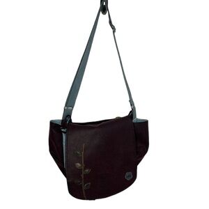 Haiku Purple Embroidered Crossbody Medium Messenger Bag BLEMISH